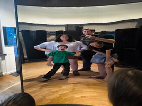 Spectrum curved mirror selfie — family fun, Sun 9 Aug 2026