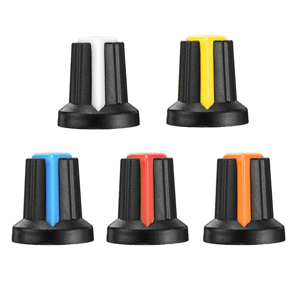 File:WH148 Potentiometer Knob 15X17mm 6mm Shaft Hole AG2 Yellow Orange Blue White Red Power Amplifier Knob 5 Color-1.png