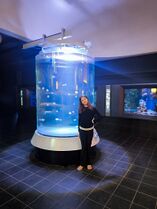 Cristina with jellyfish — Zoo Aquarium entrance, Mon 10 Aug 2026
